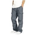 thumbnail image 5 of ATOGUTA Cargo Sweatpants for Boys Wide Leg School Uniform Pants Kids Elastic Waist Flowy Summer Beach Lounge Trousers with Pockets Size 7-16, Dark Gray, 5 of 7