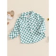 thumbnail image 3 of Suealasg Little Boys Fall Shirt Clothes 6M 1T 2T 3T 4T Toddler Boys Long Sleeve Lapel Neck Button Down Checkerboard Shirt Tops Spring Autumn Clothing for Kids Boys, 3 of 7
