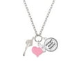 thumbnail image 2 of Delight Jewelry Silvertone 3-D Graduation Hat - Light Pink Heart Nurse Strong Zoe Necklace, 2 of 4