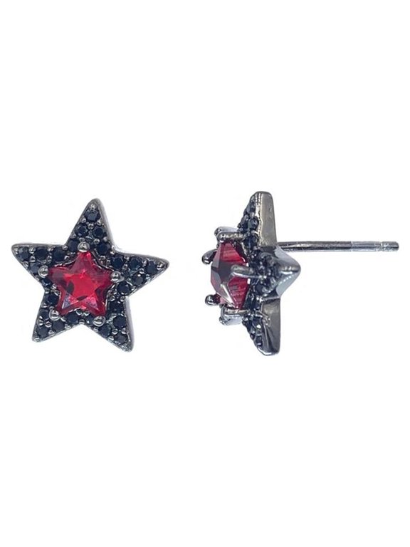 Jewelry Silver Star Shaped Studs In Black Rhodium 925 Cubic Zirconia Cz Earrings