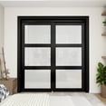thumbnail image 2 of 72" x 80" Black Closet Sliding DoorTempered Frosted 3 Lite White With Hardware, 2 of 6
