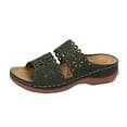 thumbnail image 2 of MLCDZ Orthopedic Wedge Sandals for Women Summer Dressy 2025 Flat Open Toe Platform Sandals Casual Boho Flower Hollow Slip on Sandals Beach Sandals Dress Shoes Comfortable Outdoor Shoes Green 37, 2 of 9