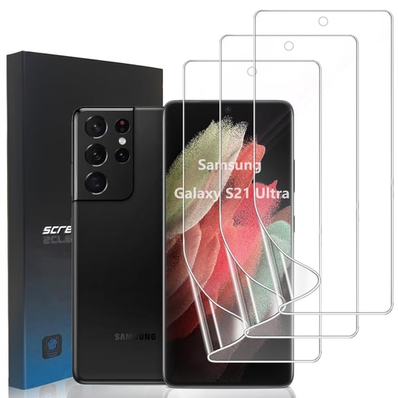 ZYQEEE [3 Pack] Clear Screen Protector for Samsung Galaxy S21 Ultra 5G 6.8", Soft TPU Protective Film [Not Tempered Glass],Support Fingerprint,Case Friendly