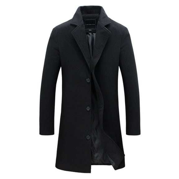 MIUOWANP Men's Casual Fleece Jacket 4XL Fashion Solid Color Leisure Long Outerwear Coat Tops Black XXXXL