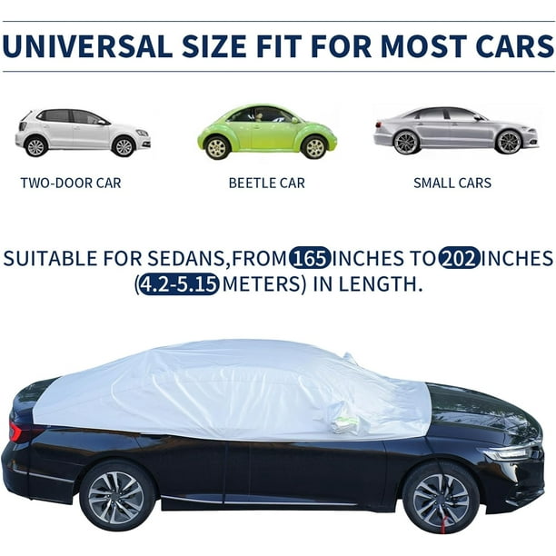 10-Couches Bache Voiture Exterieur Imperméable Pour Berline, Housse De Voiture PEVA Couverture Avec Ouverte Latérale Pour Cabine, Coton Respirant, Anti UV Neige Poussière Anti Grele 470 * 178 * 150cm