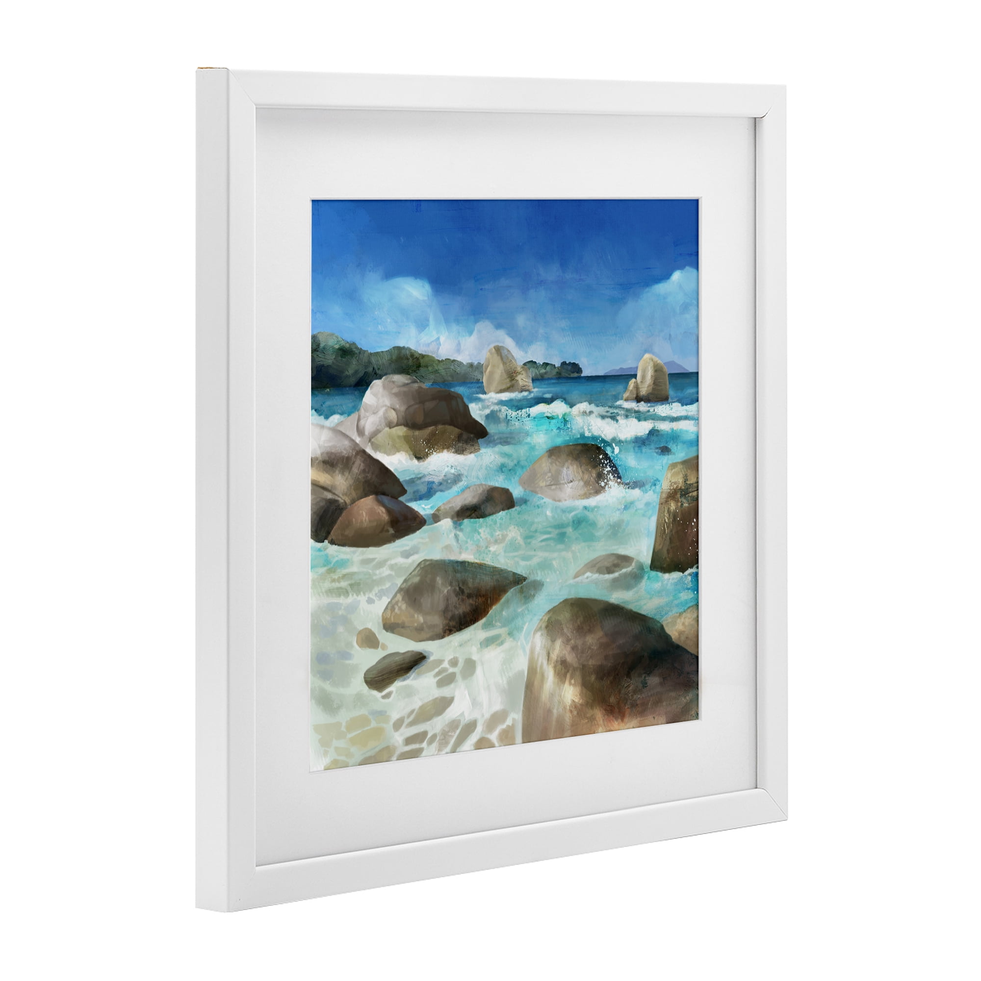 Stupell Industries Low Tide Rocks on Shore White Framed Print Under Glass, design by Mauro Devereaux