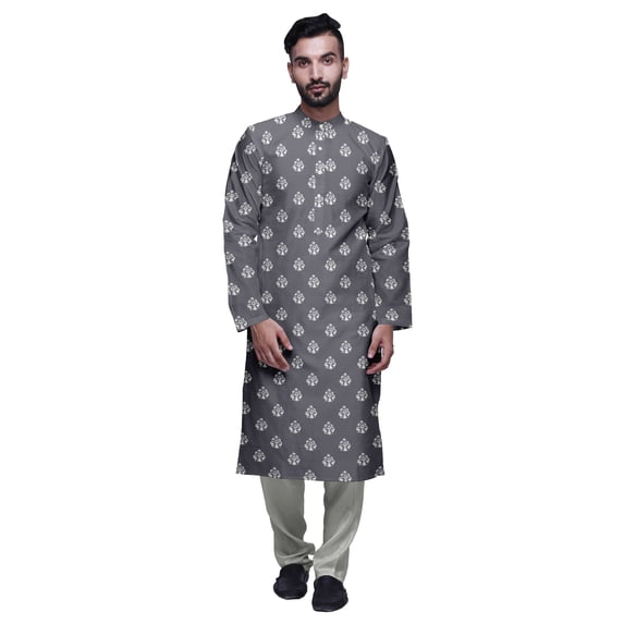 Atasi Satin Slub Ethnic Kurta With Churidar For Mens Printed Party Wear