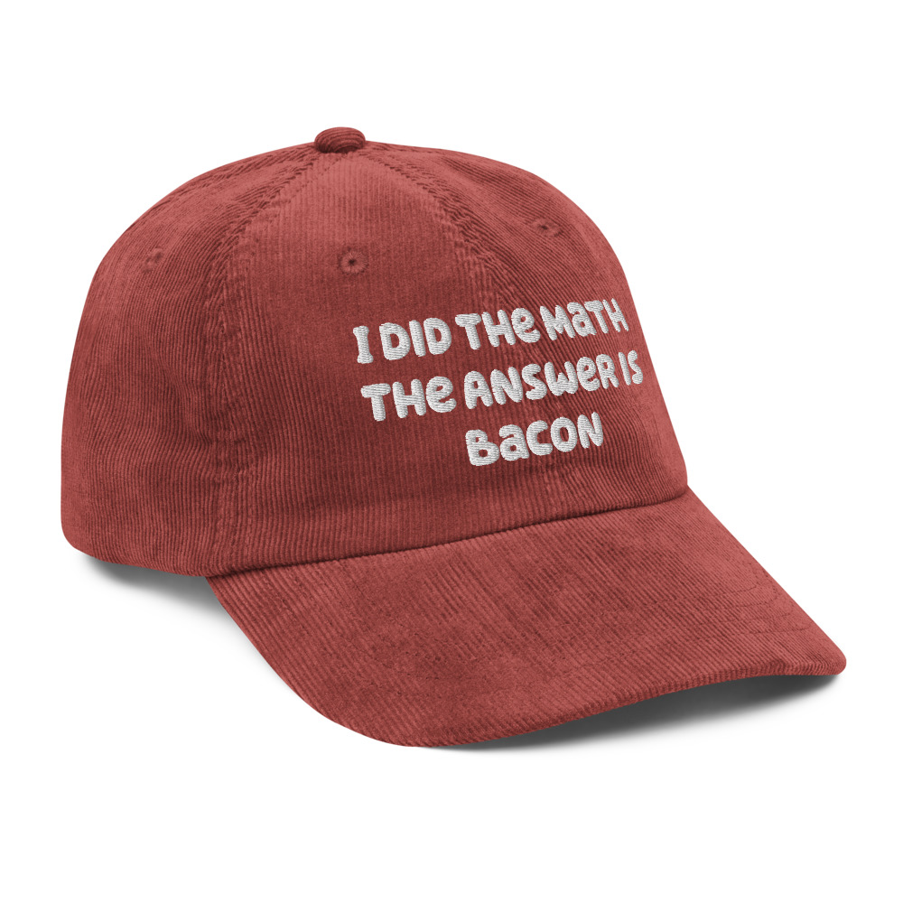 【BAON】Andu embroidery corduroy snap back Funny Bacon Lover Embroidered Vintage Corduroy Cap, I Did