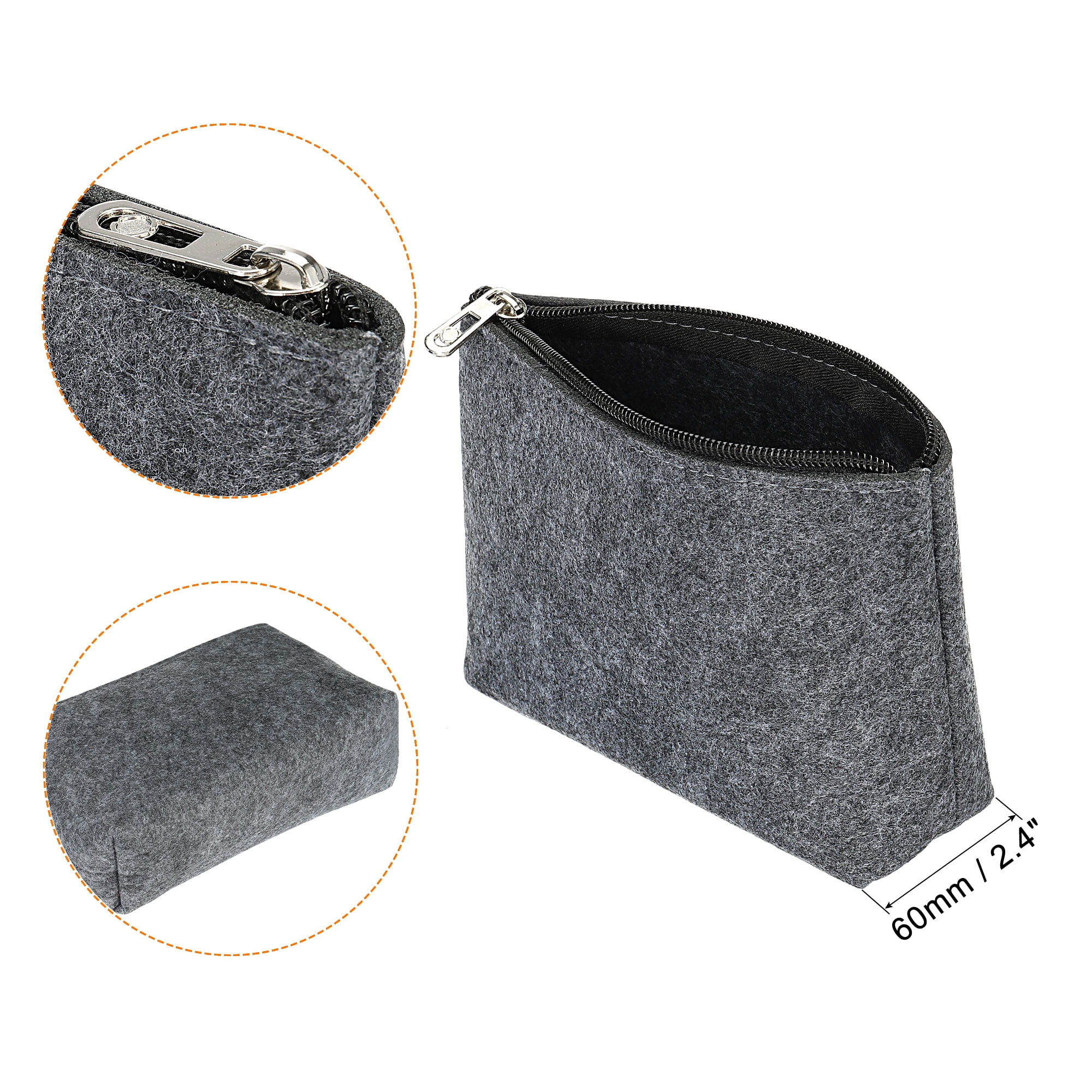 Unique Bargains Felt Pencil Bag Pen Case Stationery Storage Zipper Pouch Organizer Office Gray