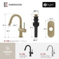 thumbnail image 3 of Stylish Single Handle 9-inch Brushed Gold Pull Down Dual Function Bathroom Faucet B-114G, 3 of 14