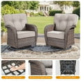 thumbnail image 6 of PARKWELL Outdoor Wicker Swivel Glider Chairs Set of 2,All-Weather Rattan Swivel Rocker Lounge Chair with Thick Beige Cushions for Porch Balcony Backyard,Brown Wicker, 6 of 9