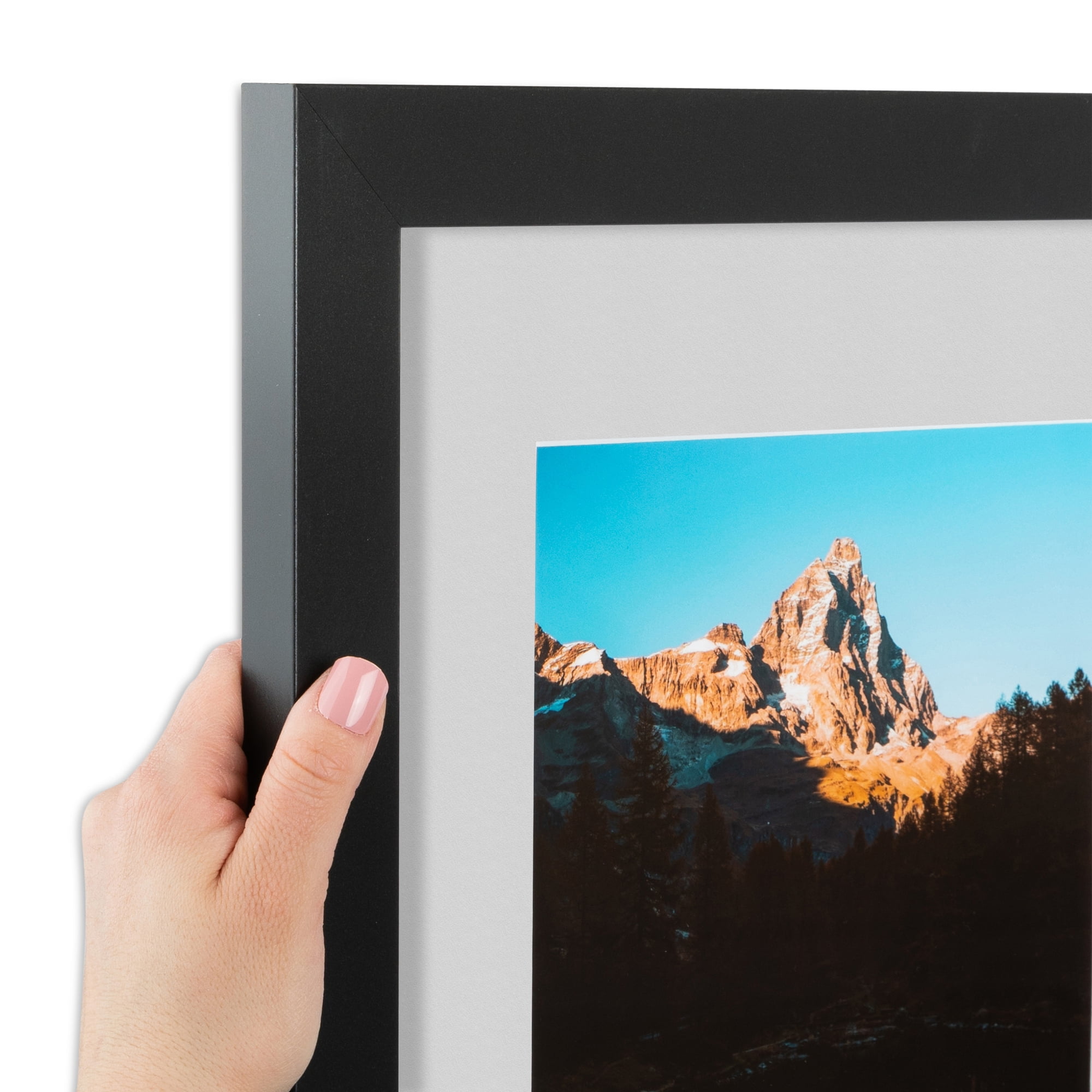 ArtToFrames 16x22" Matted Picture Frame with 12x18" Single Mat Photo Opening Framed in 1.25" Satin Black and 2" Candlewick Mat (FWM-3926-16x22)