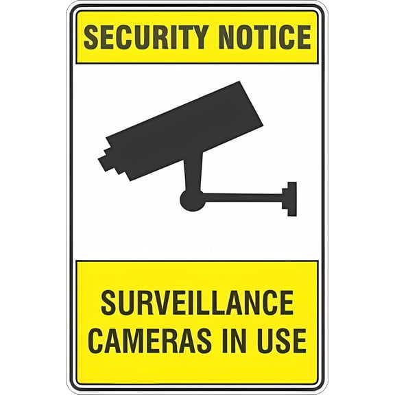 Security Notice Surveillance Cameras in Use Tin Sign - 8"x12", Vintage Metal Decor for Home, Farm, Bar, Coffee Shop, Club, Security Zones