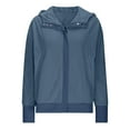 thumbnail image 4 of larppty Womens Corduroy Knit Hoodies Zip Up Shirt Jacket Slouchy Jackets Casual Long Sleeve Shackets Fashion Clothes (Navy, L), 4 of 4