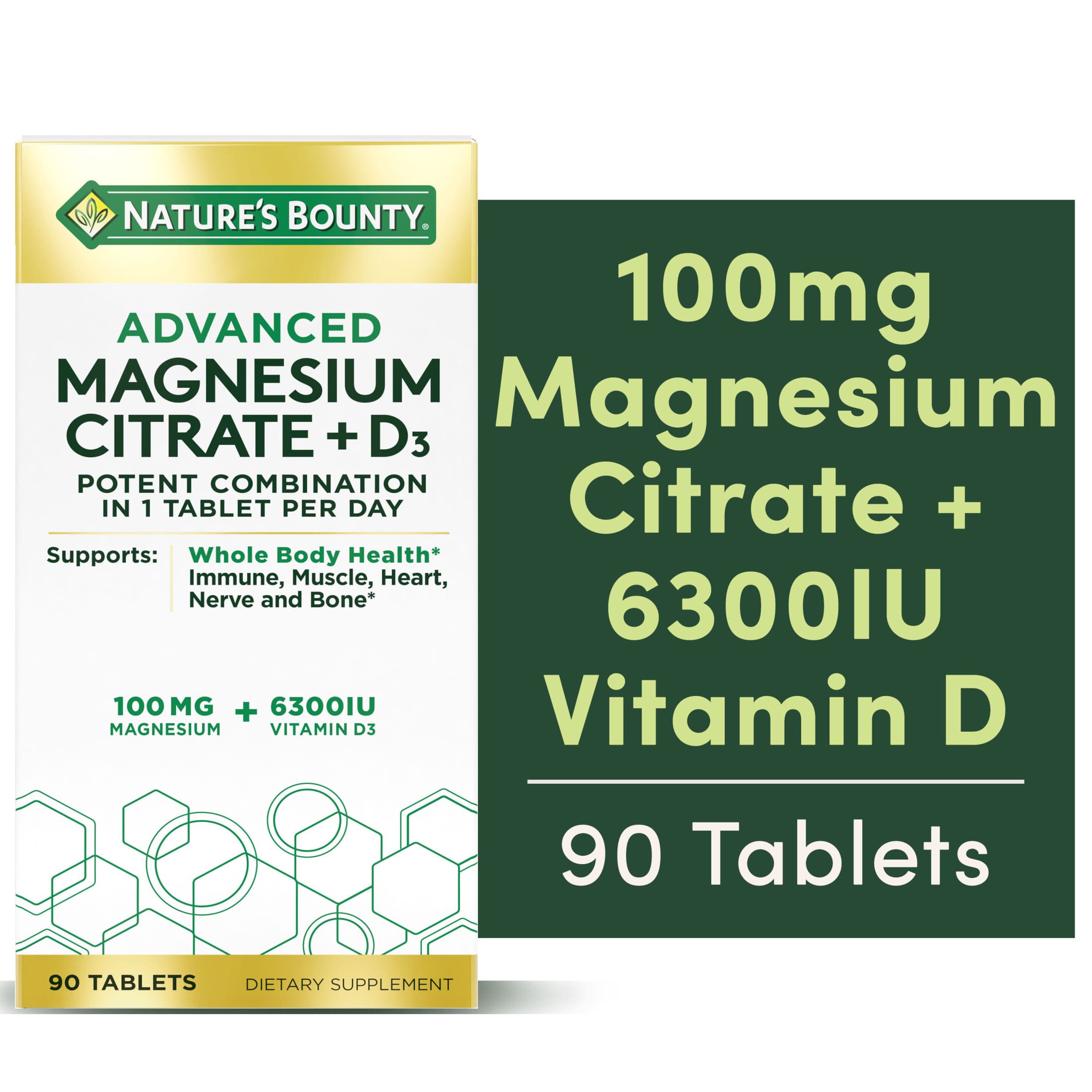 Nature’s Bounty® Advanced Vitamin D3 with Magnesium, Immune and Bone Supplement, 90 Tablets