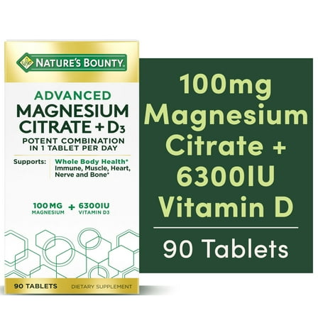 Nature’s Bounty® Advanced Vitamin D3 with Magnesium, Immune and Bone Supplement, 90 Tablets