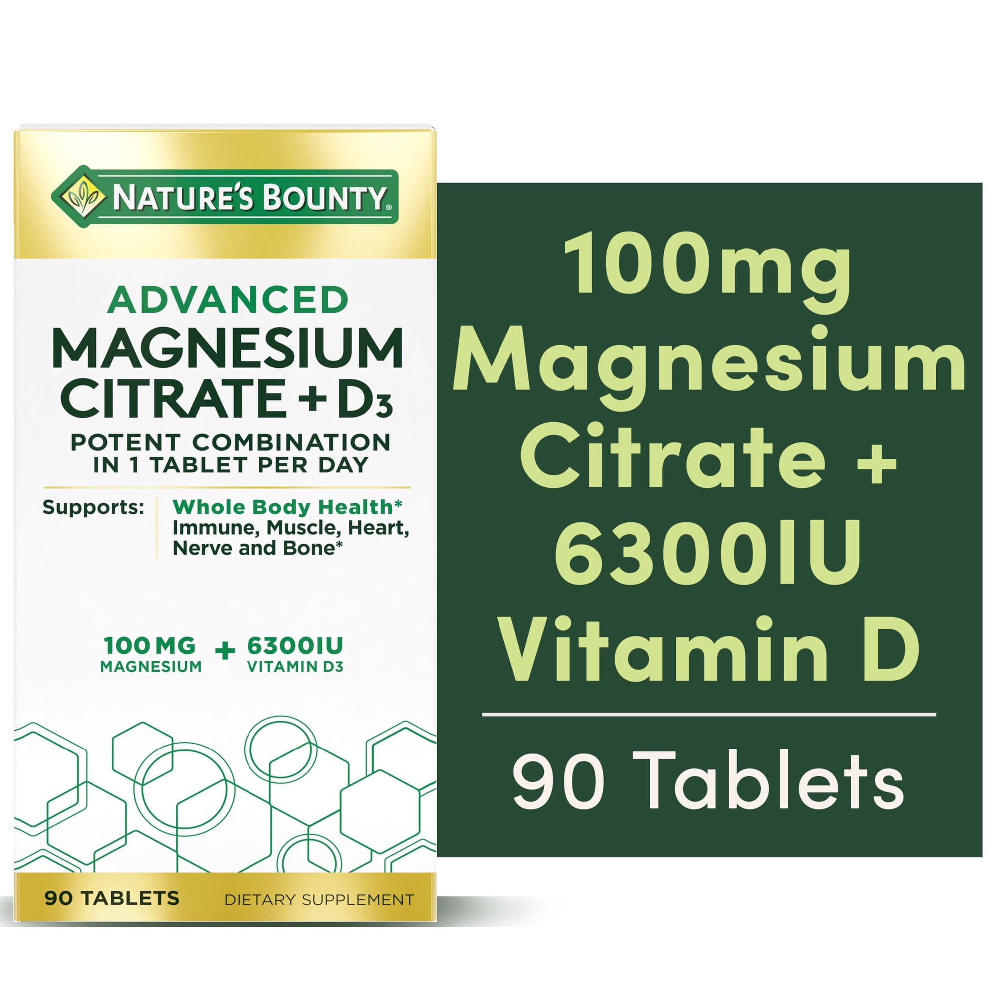 Nature’s Bounty® Advanced Vitamin D3 with Magnesium, Immune and Bone Supplement, 90 Tablets
