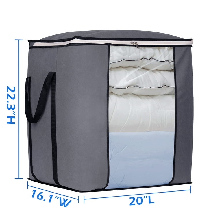MISSLO 120L Jumbo Clothes Storage Bags Dustproof Zipper Closet Organizer Blanket  Storage Bag with Clear Window for Bedding,Comforter,Clothing 