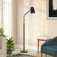thumbnail image 6 of Evelyn&Zoe Mid-Century Modern Metal Floor Lamp with Brass Accents, 6 of 11