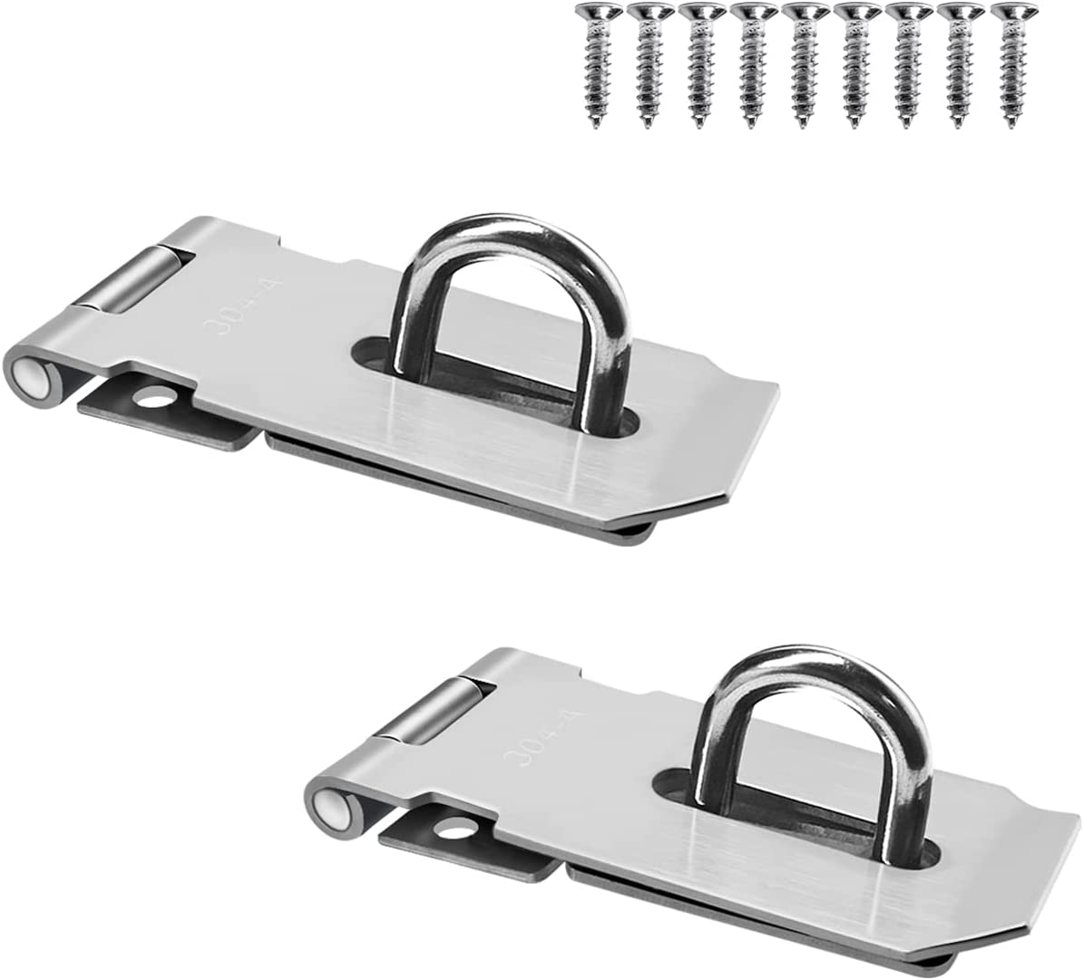2Pcs Stainless Steel Gate Lock Hasp. Safety Packlock Clasp Hasp Lock Set Door Locks Hasp Latch