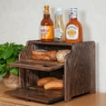 CONSDAN Bread Box, Solid Wood Oak Bread Box with Clear Window, Double