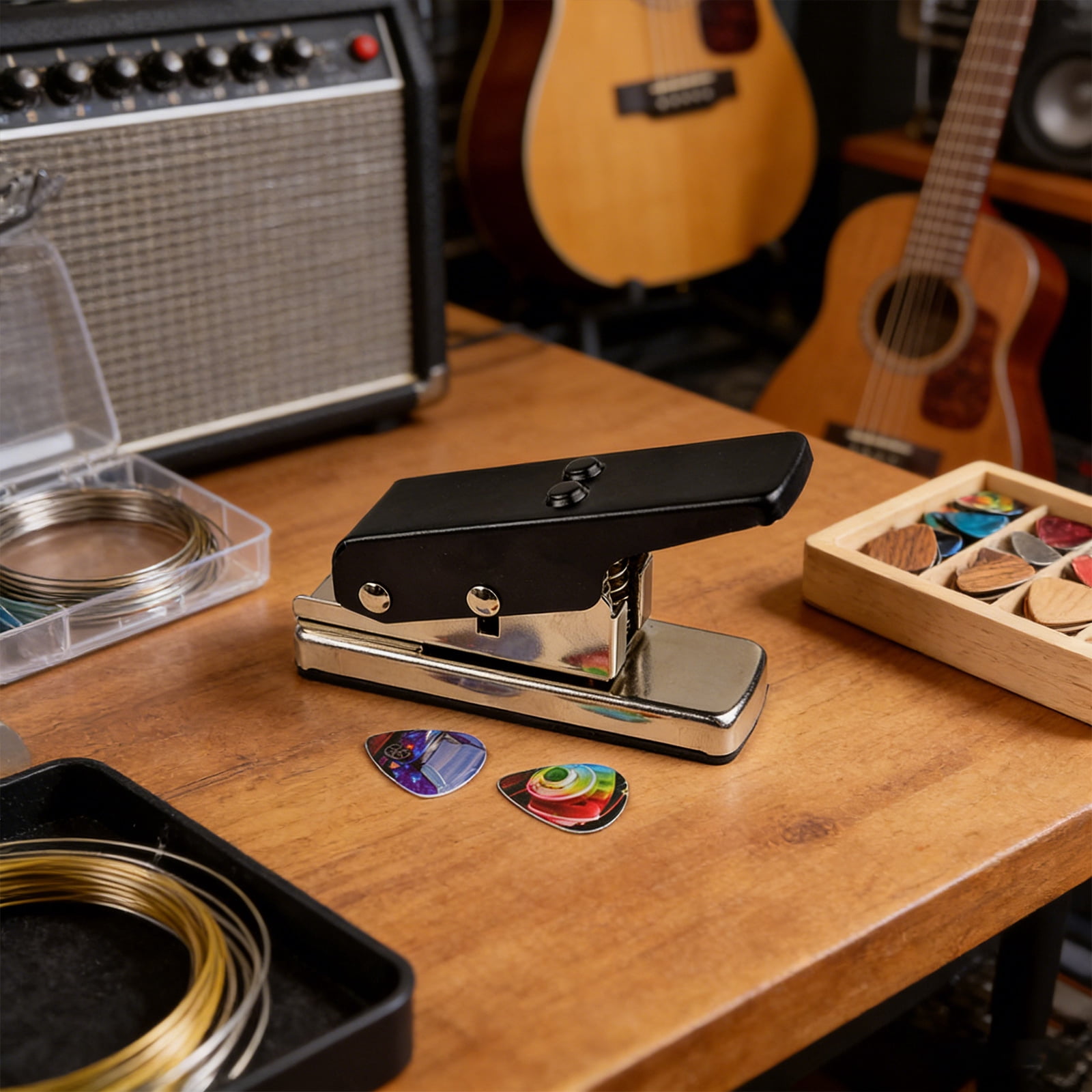 Precisions Guitar Pick Maker Picks Cutting Device with Sharply Blade for Accurate Standard Pick Shape Strong Metal Build
