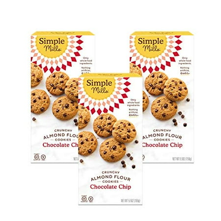 (unknown expiration )Simple Mills Almond Flour Crunchy Cookies  Chocolate Chip - Gluten Free  Vegan  Healthy Snacks  Made with Organic Coconut Oil  5.5 oz (Pack of 3)