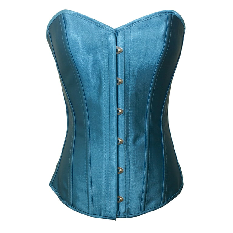 Chicastic Sky Blue Satin Sexy Strong Boned Corset Lace Up Bustier Top -  Medium 