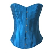 Chicastic Sky Blue Satin Sexy Strong Boned Corset Lace Up Bustier Top - X-Large