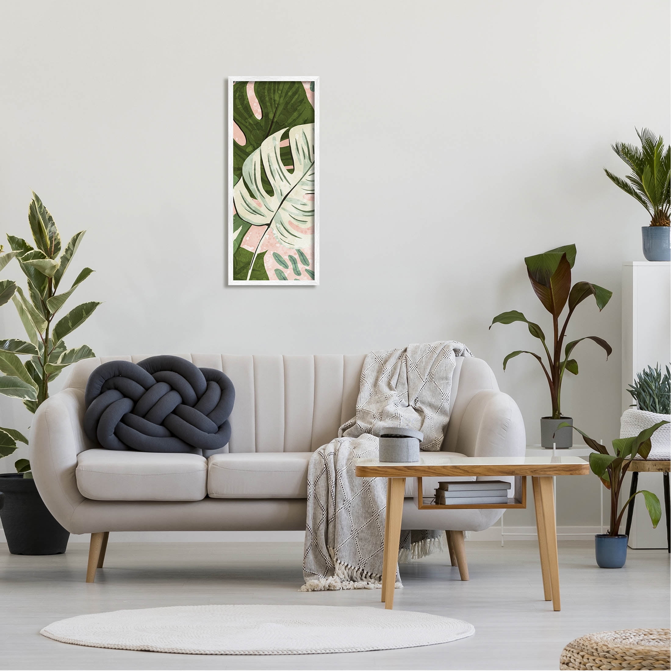 Tropical Monstera Leaf Shapes Botanical & Floral Graphic Art White Framed Art Print Wall Art