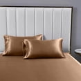 thumbnail image 4 of Reliable Bedding 4 piece Sheet Set, Silk Satin Sheet Set, Extra Soft Silky Sheets, Royal Luxury Sheet Set 24" Deep Pocket, Wrinke Free (Brown,Twin ), 4 of 6