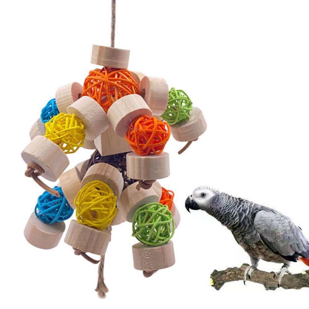 Monfince Large Parrot Chewing Toy Bird Parrot Blocks Knots Tearing Toy