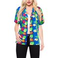 thumbnail image 3 of HAPPY BAY Button Down Shirt for Women Floral Summer Beach Party Blouse Shirt Hawaiian TShirts Short Sleeve Vacation Dress Shirts Blouses for Women XL Tropical, Sky Blue, 3 of 5