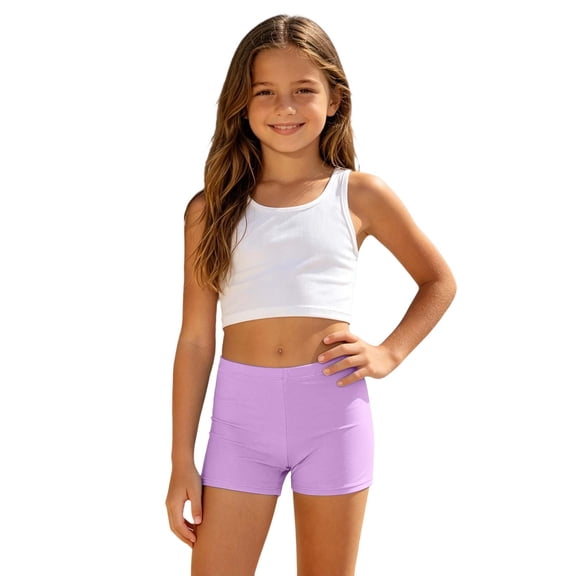 Girls Pure Color Casual Swim Shorts For Girls – Lightweight Beachwear Bottoms For Sunny Summer Nylon Comfortable Fit With Secure Elastic Waistband