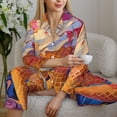 thumbnail image 6 of Lsque Trio Of Dripping Cones Pattern Long Sleeve Pajama Set for Women - Soft 2-Piece Sleepwear and Loungewear Set with Pockets, Comfy Nightwear-XX-Large, 6 of 7