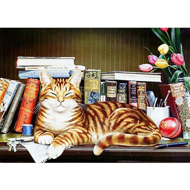 Taladro Pintura Diamante (DE5909) DIY 5D Resina Dibujo Completo Ronda Cat Dream Kit (B770) 30x40cm Hugtrwg Para estrenar