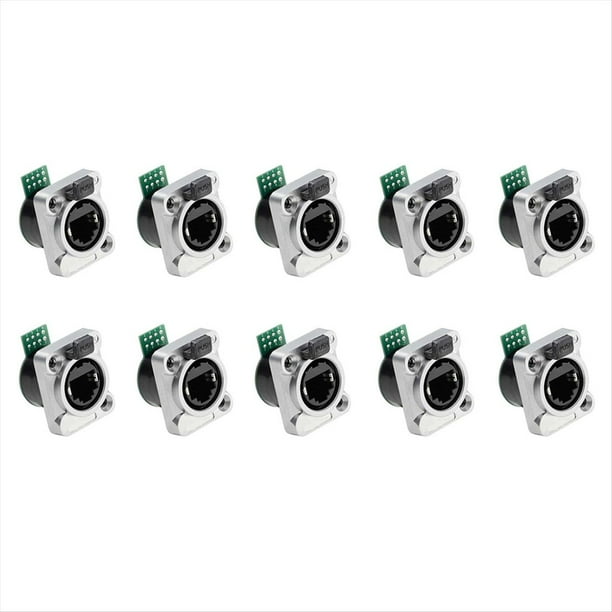 10 Piezas Ethernet Rj45 Conector de Chasis NE8FDP Conector de Paso Ethernet IP65 Impermeable B