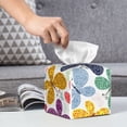 thumbnail image 5 of Uemuo Colorful Butterflies Tissue Box Cover Holder, Square with Bottom Belt - PVC Leather Decorative Organizer for Tabletop, Bathroom, Car, Office, 5 of 8