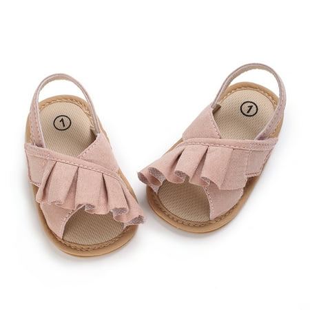 

Baby Girls Summer Patch Sandals Soft Sole Newborn First Walker Crib Dress Shoes (Pink)