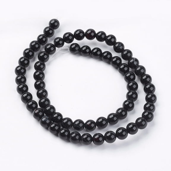 1strand Black Onyx Beads Strands Grade AB Round Dyed & Heated Black 6mm Hole: 0.8mm about 61~63pcs/strand 14.5~15 inch