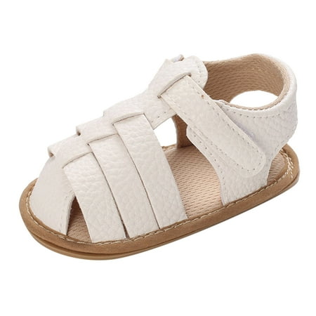 

zuwimk Toddler Sandals Baby Girl Sandals Rubber Sole Summer Outdoor First Walker Crib Dress Shoes Baby Sandals White