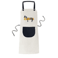thumbnail image 1 of Tablier à Rayures Cheval Noir Blanc Ajustable en Coton Lin pour Cuisine BBQ avec Poche, 1 of 3