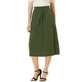 thumbnail image 1 of Unique Bargains Women's Solid Color Peasant Elastic Waist Ruffle Midi Skirt Army Green M, 1 of 7