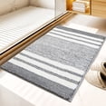 thumbnail image 5 of FEOLGEHLY Bath Mats for Bathroom Non Slip, Fluffy Absorbent Microfiber Bath mat Washable, Aesthetic Bathroom Rugs, Small Navy Blue Striped Bath Mat(Gray, 24" x 16"), 5 of 6