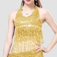 thumbnail image 2 of Afdoent Tank Tops For Women Ladies Glitter Wrap Top Dance Performance Fringe Top Bra Fashion Outfits, 2 of 3