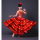 thumbnail image 2 of Falda flamenca española para niñas, disfraz de bailarina del vientre gitana, rojo, 360 grados, 140-150CM, 2 of 5