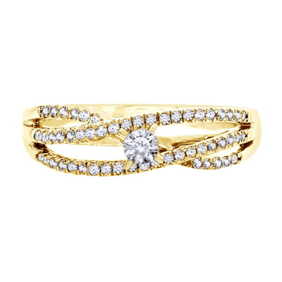 AFFY White Natural Diamond Promise Ring In 10k Yellow Gold (0.38 Cttw)