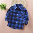 thumbnail image 2 of YIWULA Baby Boys Plaid Shirt Toddler Flannel Button Down Jacket Long Sleeve Outfits Infant School Uniform Shirts Cotton Shacket Coat(8-9 Years,Blue), 2 of 4