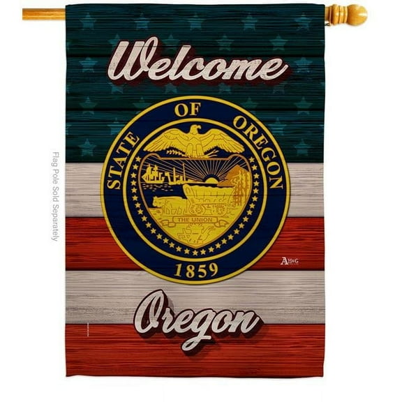 Americana Home & Garden H141294-BO 28 x 40 in. Welcome Oregon Double-Sided Vertical Decoration Banner House & Garden Flag - Yard Gift