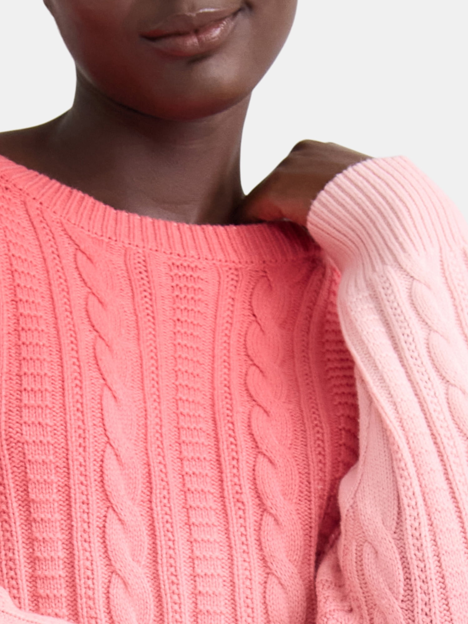 Time and Tru Women's Cable Knit Pullover Sweater, Midweight, Sizes XS-XXXL